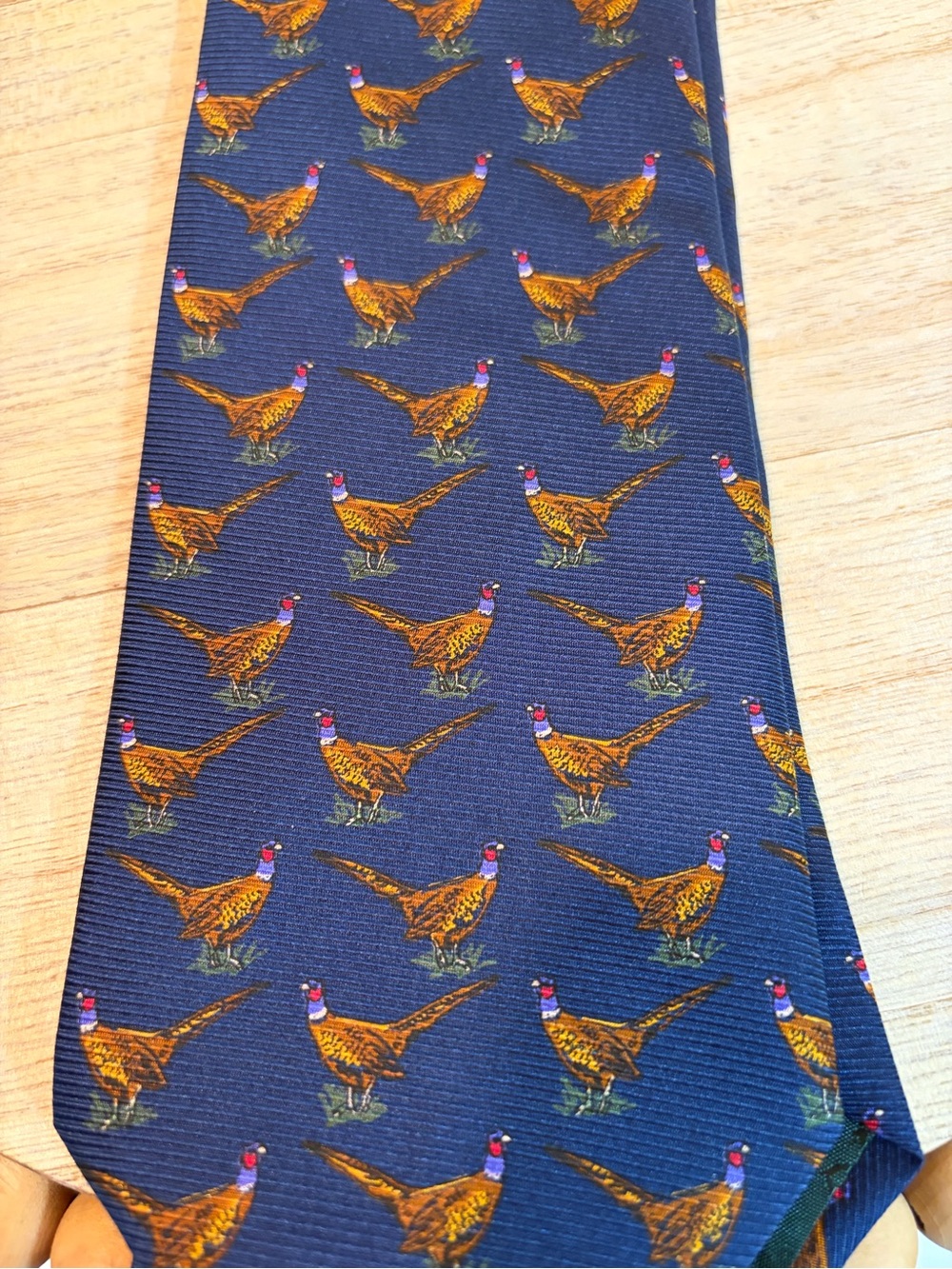 Lauren Ralph Lauren Navy Tie with Brown & Red Pheasant Motif